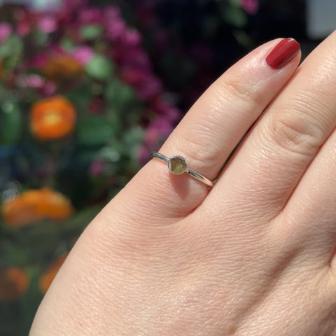 Raw Moldavite Ring "Autumn" - Size 7