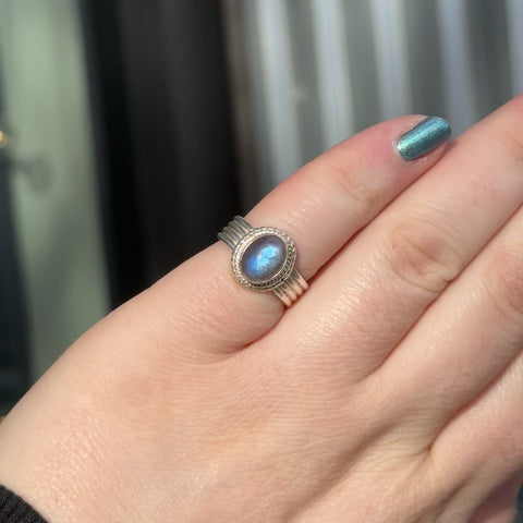 Vintage Labradorite Ring "Myra" - Size 5