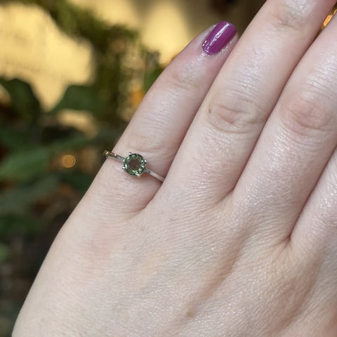 Faceted Moldavite Ring "Kendall" - Size 7.5
