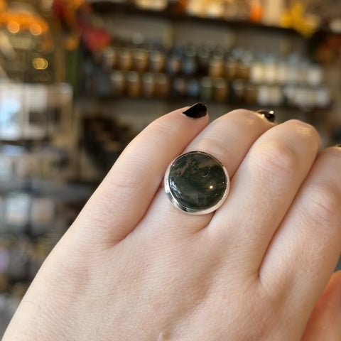 Moss Agate Ring "Peter" - Size 10.5