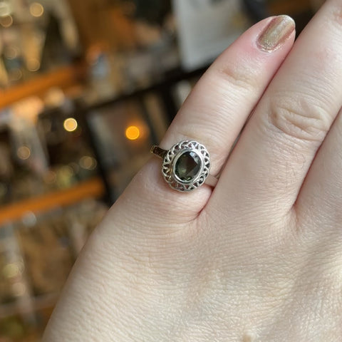 Moldavite Ring "Dawn" - Size 6
