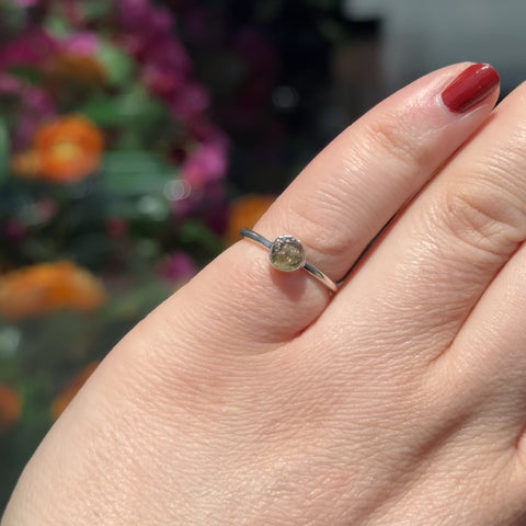 Raw Moldavite Ring "Janine" - Size 5
