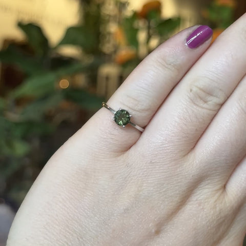 Faceted Moldavite Ring "Addison" - Size 6