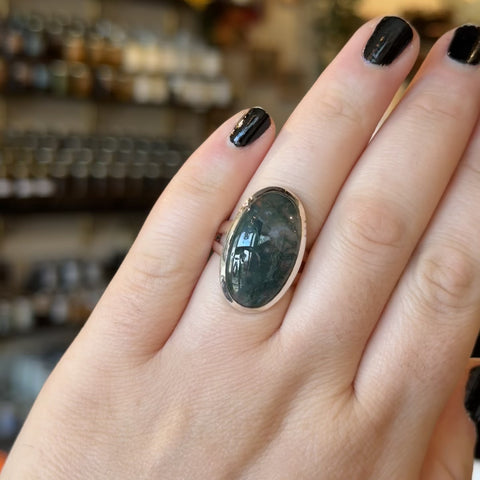 Moss Agate Ring "Kirby" - Size 9