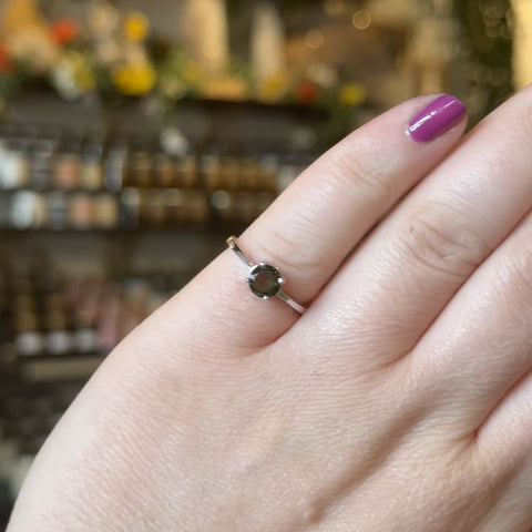 Faceted Moldavite Ring "Savannah" - Size 6.5