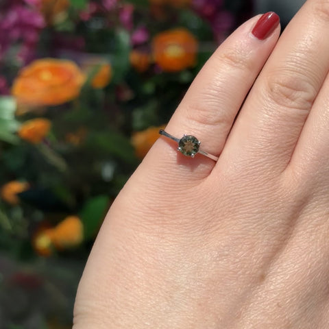 Faceted Moldavite Ring "Serena" - Size 7