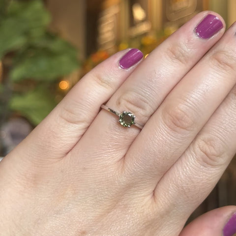 Faceted Moldavite Ring "Annabelle" - Size 9.5