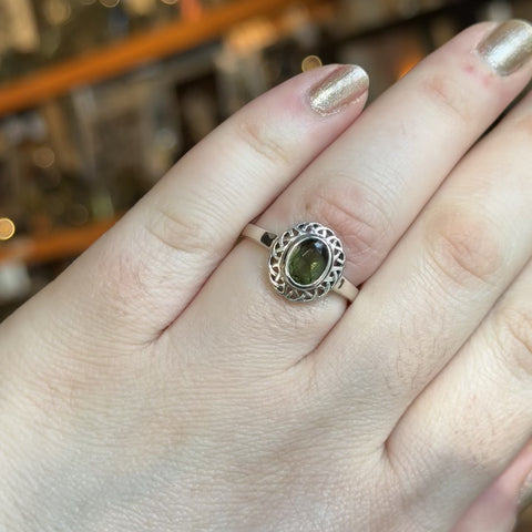 Moldavite Ring "Felicia" - Size 10