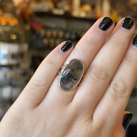 Moss Agate Ring "Patty" - Size 8