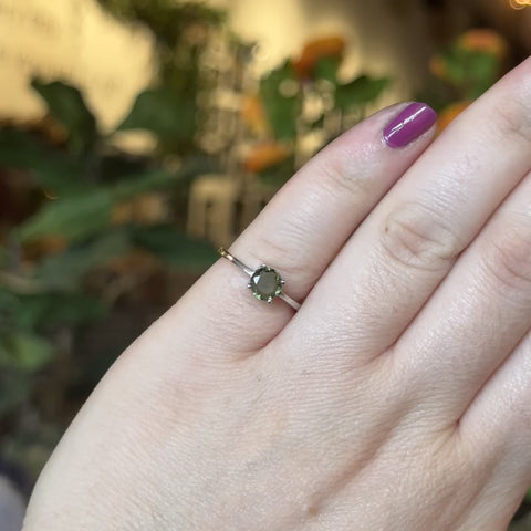 Faceted Moldavite Ring "Stella" - Size 6.5