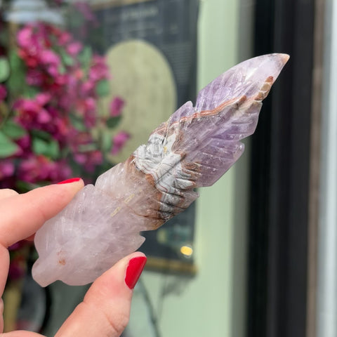 Crazy Lace Amethyst Feather "Gabriel"