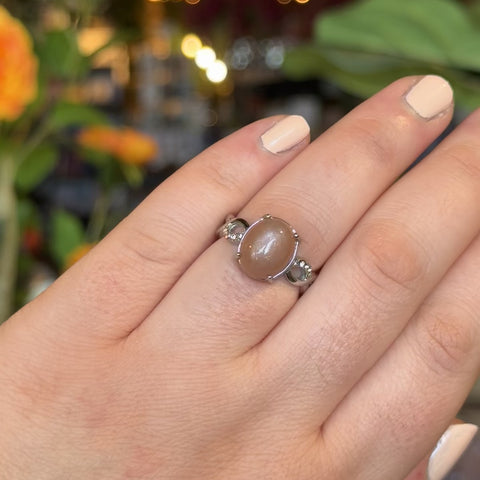 Pink Moonstone Ring "Georgia" - Size 8