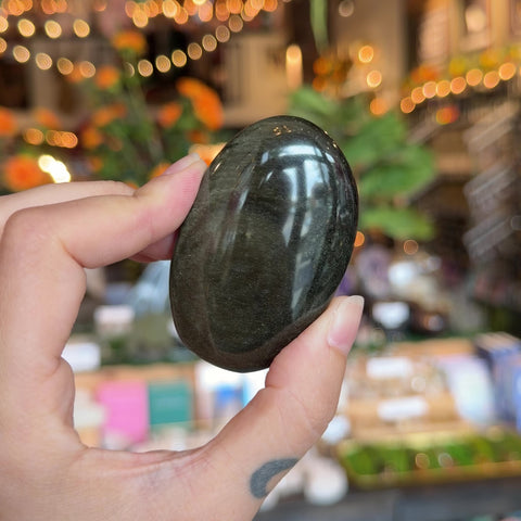 Sheen Obsidian Palm Stone