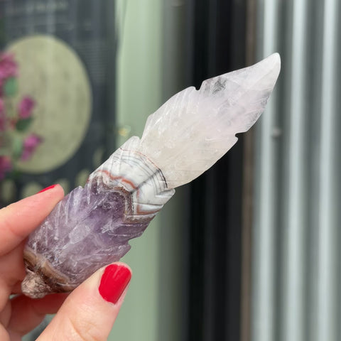 Crazy Lace Amethyst Feather "Stephanie"
