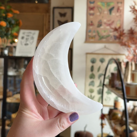 Selenite Moon Bowl