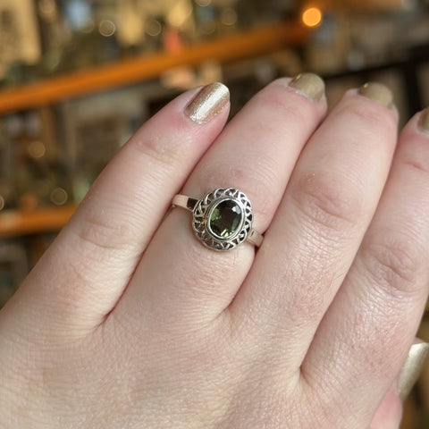 Moldavite Ring "Margaret" - Size 8
