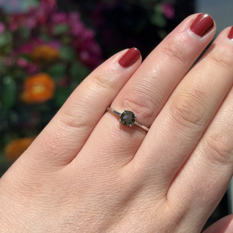 Faceted Moldavite Ring "Georgina" - Size 8