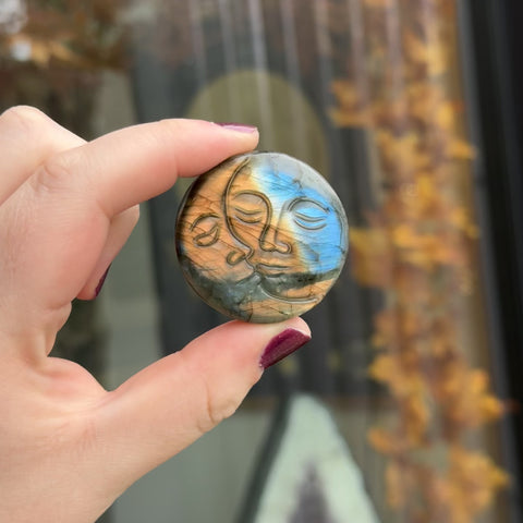 Labradorite Sun & Moon Face