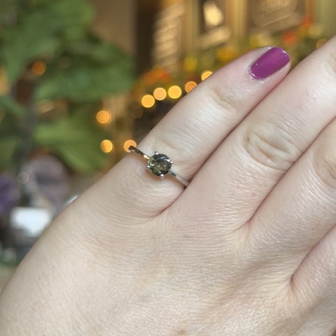 Faceted Moldavite Ring "Nora" - Size 6.5