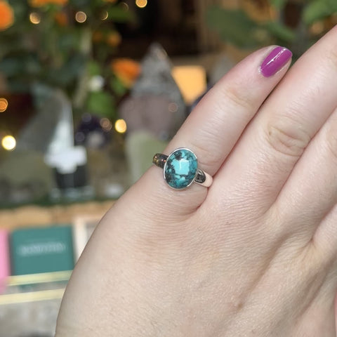 Faceted Turquoise Ring "Leah" - Size 6.5
