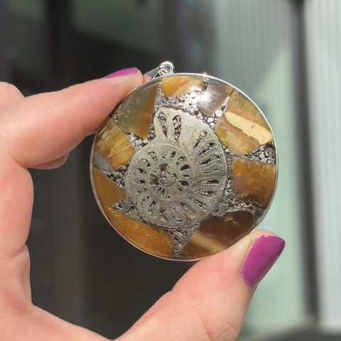 Pyritized Ammonite Necklace "Carly"