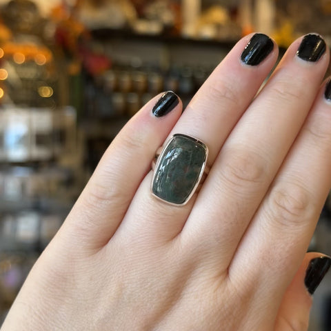 Moss Agate Ring "Etta" - Size 7