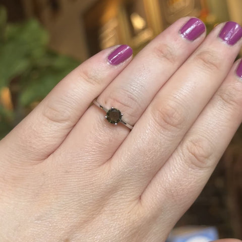 Faceted Moldavite Ring "Aurora" - Size 8
