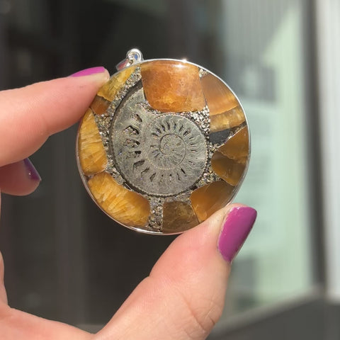 Pyritized Ammonite Necklace "Bea"