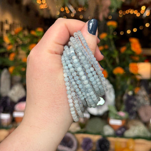 Ravenstone Crystals Aquamarine Stretch Bracelet | 4mm
