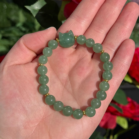 Ravenstone Crystals Aventurine Cat Stretch Bracelet