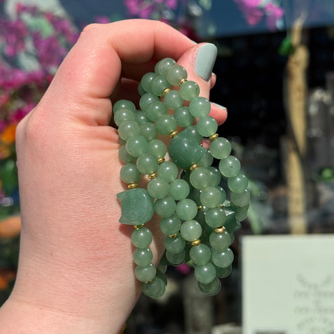Ravenstone Crystals Aventurine Cat Stretch Bracelet