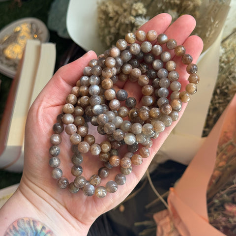 Ravenstone Crystals Black Moonstone Stretch Bracelet