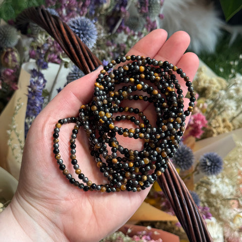 Ravenstone Crystals Black Onyx, Hematite, & Tiger's Eye Stretch Bracelet | 4mm