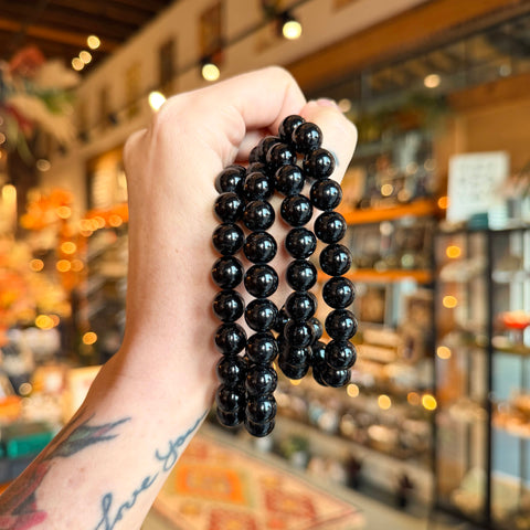 Ravenstone Crystals Black Tourmaline Stretch Bracelet | 10mm