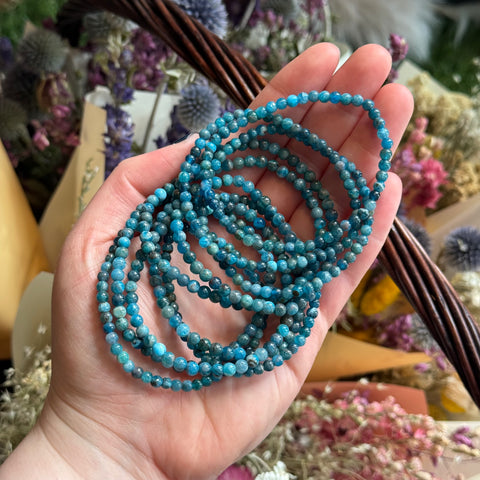 Ravenstone Crystals Blue Apatite Stretch Bracelet | 4mm