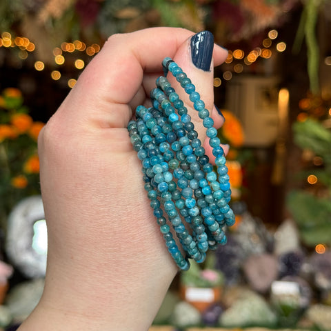 Ravenstone Crystals Blue Apatite Stretch Bracelet | 4mm