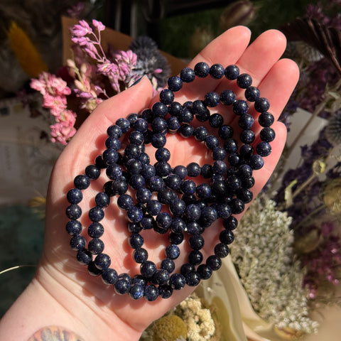 Ravenstone Crystals Blue Goldstone Stretch Bracelet