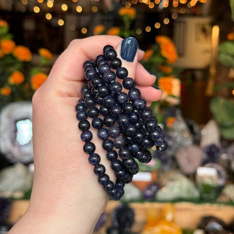 Ravenstone Crystals Blue Goldstone Stretch Bracelet