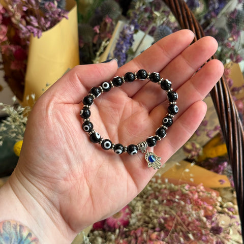 Ravenstone Crystals Evil Eye Stretch Bracelet | Black