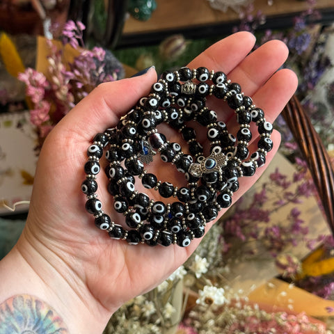 Ravenstone Crystals Evil Eye Stretch Bracelet | Black