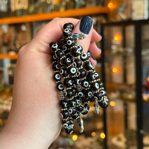 Ravenstone Crystals Evil Eye Stretch Bracelet | Black