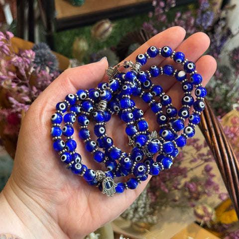 Ravenstone Crystals Evil Eye Stretch Bracelet | Dark Blue