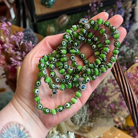 Ravenstone Crystals Evil Eye Stretch Bracelet | Green