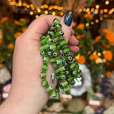 Ravenstone Crystals Evil Eye Stretch Bracelet | Green