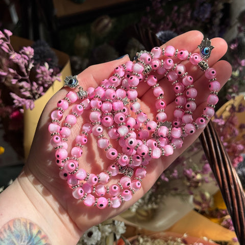 Ravenstone Crystals Evil Eye Stretch Bracelet | Pink