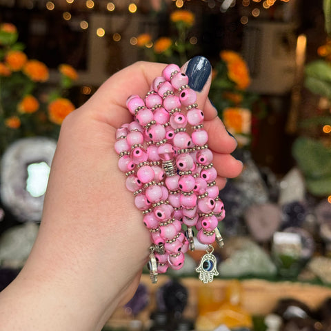 Ravenstone Crystals Evil Eye Stretch Bracelet | Pink