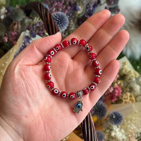 Ravenstone Crystals Evil Eye Stretch Bracelet | Red