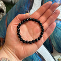 Ravenstone Crystals Faceted Black Agate Stretch Bracelet