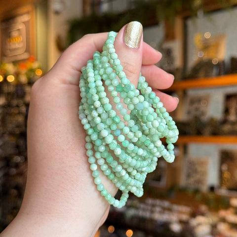 Ravenstone Crystals Faceted Chrysoprase Stretch Bracelet | 4mm