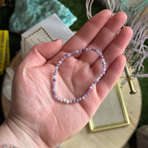 Ravenstone Crystals Faceted Lepidolite Stretch Bracelet | 4mm